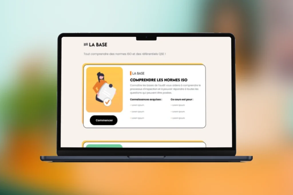 Webapp de CoachMe, outil d'e-learning d'outils QSE